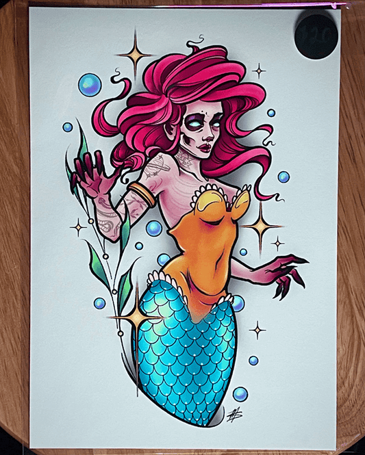 Space Mermaid Art Prints- Zombie Mermaid